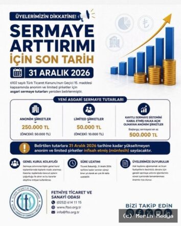Fethiye Ticaret ve Sanayi Odası'ndan Şirketlere Sermaye Uyarısı: Son Tarih 31 Aralık 2026