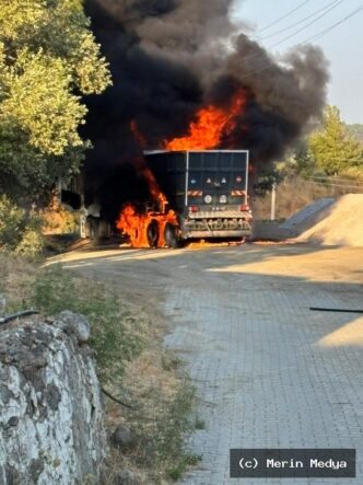 Dalaman Belediyesi'nin Asfalt Kaplama Aracı Yangında Kullanılamaz Hale Geldi